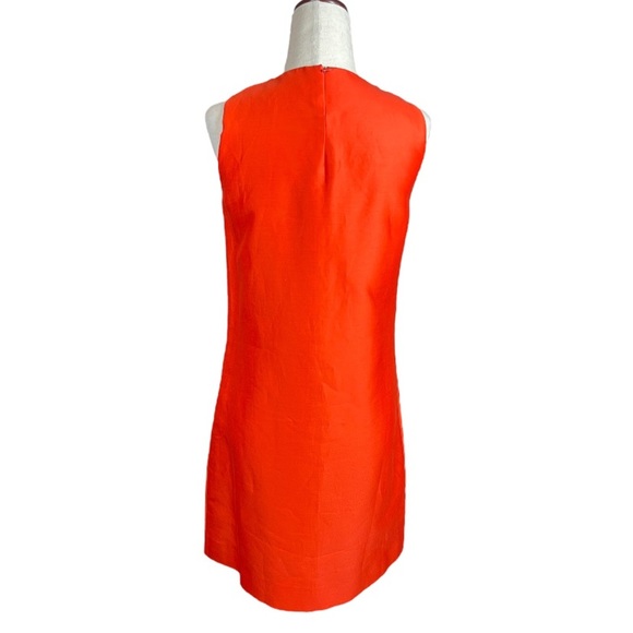 Raoul Acid Red Orange Macrame Cut-In Dress Halter Shift Cotton Silk 4 - Picture 6 of 7
